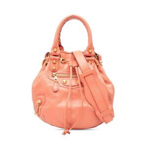 Balenciaga Giant Mini Pom Shoulder Bag 2-Way Pink Leather